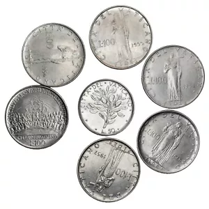 VATICANO Lotto di 7 monete miste da 50 Lire e 100 Lire 1955 1956 1957 1958... - Foto 1 di 2
