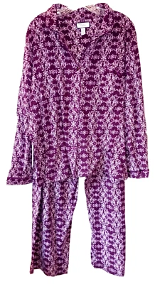 Pijama elástico CHARTER CLUB 3XL púrpura con estampado blanco 100 % algodón tejido 2 piezas Wst Foto 1 de 4