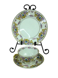 3 Pce Set Haviland Renaissance Urn Of Flowers Cup Saucer & 7 1/2" Plate France - Imagen 1 de 15