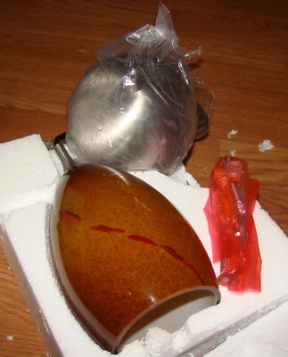 2x Mini Lámpara de Techo Colgante Milano 1 Luz Níquel Satinado Vidrio Rojo Ámbar Foto 1 de 4