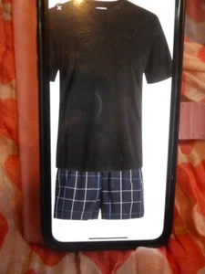 Mens Jack & Jones Black Check Cotton Pyjama Set Size L.W 36" ~NEW~ - Picture 1 of 6