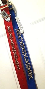 DOG SPIKE with STUD COLLAR, RED, BLACK, BLUE ( 2X THICK), 1 1/2" wide,USA MADE - Picture 1 of 2