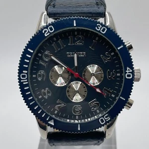 Bijoux Terner Watch Mens Quartz Analog 46mm Case Blue Bezel Band Three Hands - Picture 1 of 13