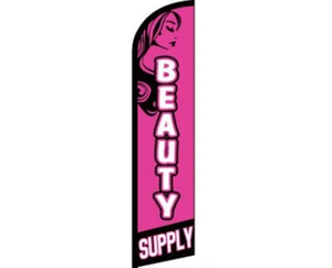 Beauty Supply Pink / Black Windless Banner Advertising Marketing Flag - Picture 1 of 1