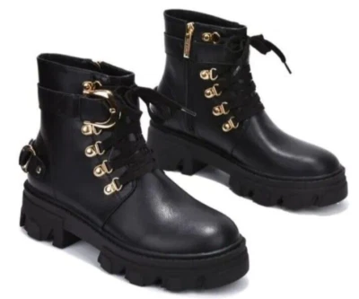 Botas al tobillo de combate negras Cape Robbin para mujer con cordones hebillas talla 9 ¡NUEVAS! Foto 1 de 4