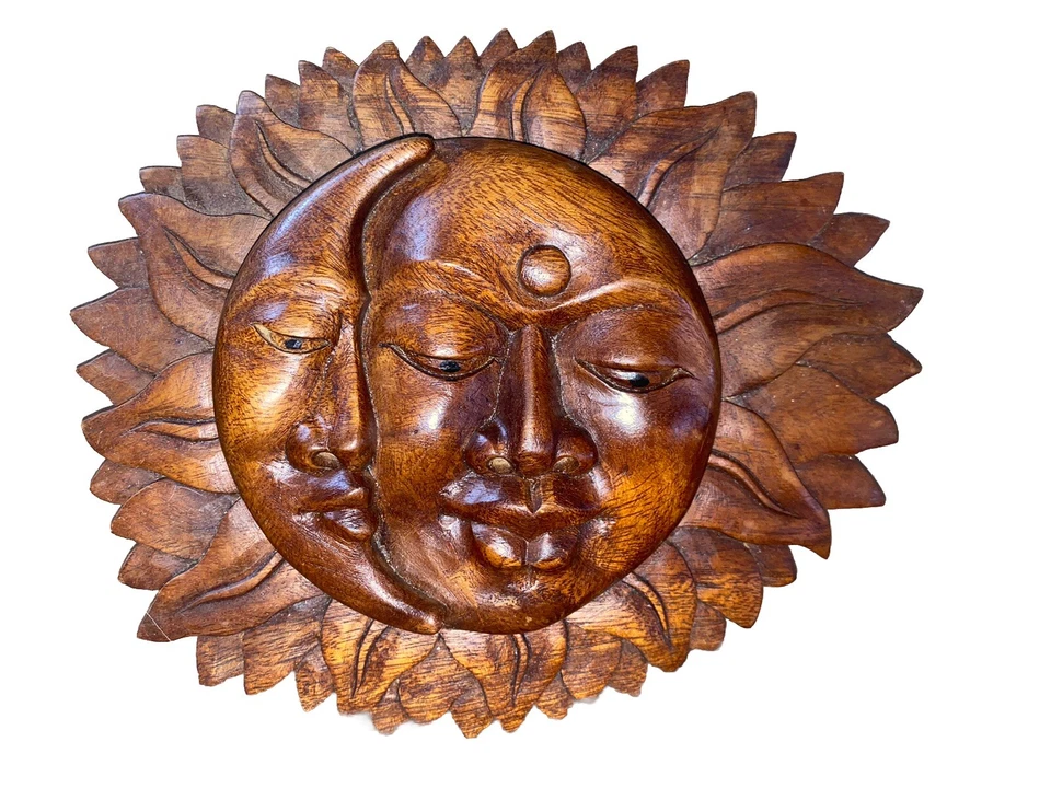 HERMOSO SOL LUNA TIKI BAR PLACA TROPICAL COLGANTE DE PARED ISLA DE ARTE DECORACIÓN DEL HOGAR Foto 1 de 1