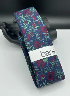 Bar III Men's Polyester Tie ~ Blue ~ Floral Pattern ~ Narrow ~ MSRP: $55. — 第 1/4 张图片