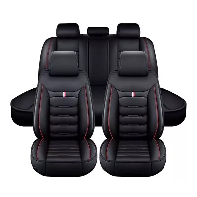 For Ford Escape 07-2023 Black Red Leather 5-Seat Car Seat Cover Pad Cushion Set - Image 1 of 4