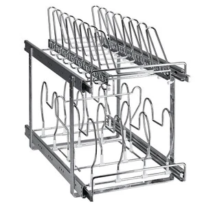Pan&Pot Rack 2-Tier Expandable Pull Out Under Cabinet Organizer Steel Lid Holder - Picture 1 of 8
