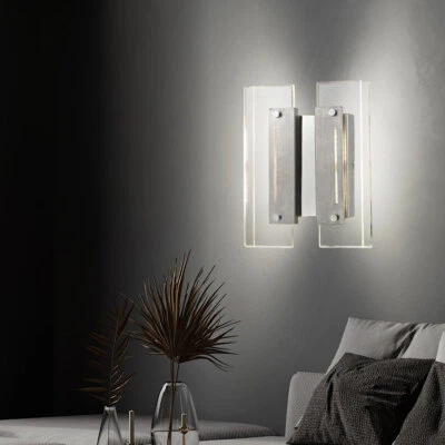 Lampada Parete da Soggiorno Cromo Illuminazione Bianco Caldo Argento LED H 24 CM - Immagine 1 di 4