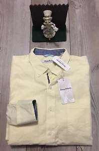Tommy Bahama Yellow 100% Cotton Spandex L/S B/U Dress Shirt $110 New Large - Picture 1 of 7