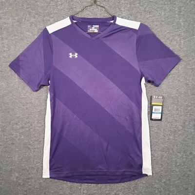 Camiseta de fútbol Under Armour Fixture HeatGear púrpura blanca calce suelto juvenil XL Foto 1 de 4
