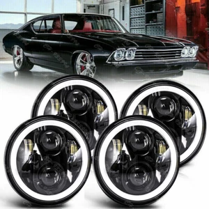 4pcs For Chevy Chevelle Impala GMC 5-3/4" LED Headlight Halo DRL Hi/Lo Beam FIts - Picture 1 of 11