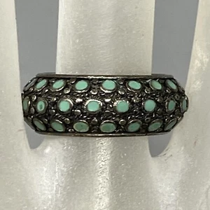 Costume Jewelry Ring Lucky Brand Designer Turquoise Enamel Band Wide Boho 7.25 - Picture 1 of 8