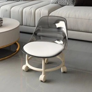 Rolling Stool with Backrest PU Leather Roller Seat and Wheels for Home Office - Picture 1 of 9