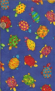 RARE! COLORFUL TURTLES ON BLUE - CRANSTON - BTFQ - 18"X30" EXTRA WIDE FQ - Picture 1 of 1