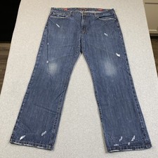 Vigoss Jeans Mens 44x33 Victor Straight Blue Denim Cotton Flap Pockets Baggy Y2K