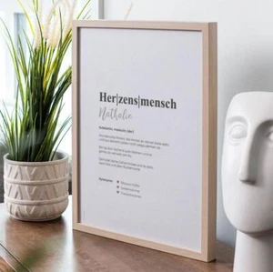 Definitionsposter "Herzensmensch 1" | Geschenkidee | Personalisiert  | ... - Bild 1 von 1