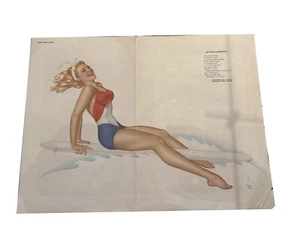 1944 Esquire Magazine Varga Pin Up Sitting Pretty / Dempsey & Firpo Gatefold - Picture 1 of 5