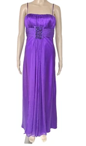 MARC BOUWER Spaghetti Strap Purple Silk Gown Size 0 - Picture 1 of 9