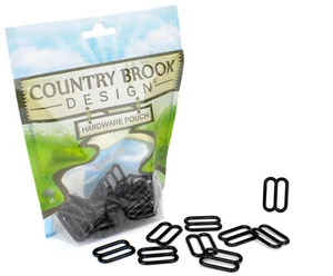 1 Inch Black Powder Coated Metal Round Wide-Mouth Triglide Slides, 50 Pack - Picture 1 of 2