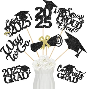 24Pcs Black 2025 Graduation Table Centerpieces Sticks, Graduation Party Centerpi - Picture 1 of 12