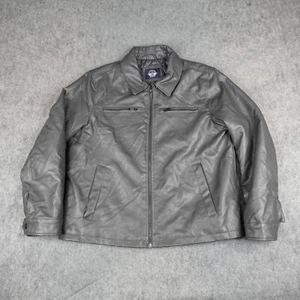 Vintage Dockers Jacket Mens XL Gray Faux Leather Soft Bomber Biker Flight Y2K - Picture 1 of 13
