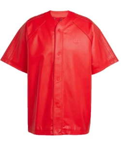 adidas Originals Baseball Jersey Mens Large Button Front Scarlet Red JC8217 - Picture 1 of 7