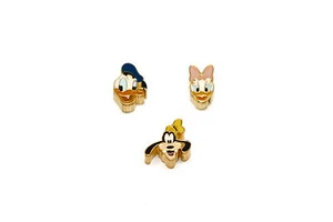 3 Pcs Bracciale Disney Donald Daisy Goofy Stainless Steel Gold Plated Charm - Picture 1 of 1