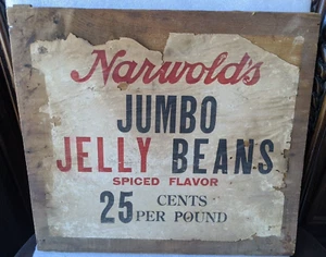 Antiguo Narwolds Jelly Beans Madera Envío Caja Papel Etiqueta Signo ¡Raro! - Imagen 1 de 5