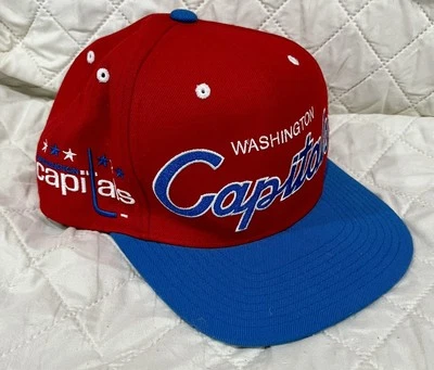 Boné de hóquei Mitchell & Ness vermelho branco e azul Washington Capitals Snapback NHL - Imagem 1 de 4