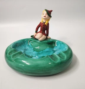 Cenicero vintage de cerámica Pixie Elf plato de baratija - Imagen 1 de 7
