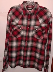 BOBSON WESTERN Pearl Snap Red And Black Plaid RoDEO - Picture 1 of 21