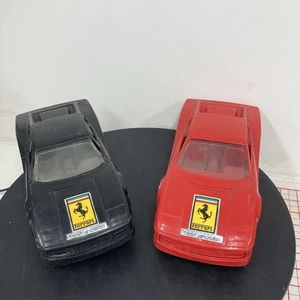 Vintage 1980s Tootsie Toy *2 Plastic Black & Red Ferrari Testarossas B12 - Picture 1 of 15