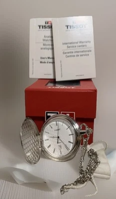 Tissot Savonnette Quartz Pocket Watch T83.6.553.13 Silver NWD Not Ticking - Image 1 of 4