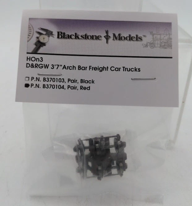Blackstone Models B370104 HOn3 Red D&RGW 3' 7" Arch Bar Freight Car Trucks - Image 1 of 1