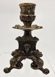Vintage verzierter italienischer kleiner konischer Kerzenständer Messing Wasserspeier Cherubs - Bild 1 von 8