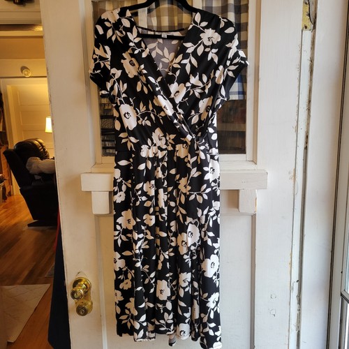 VETEMENTS Abito tubino Shelby & Palmer donna nero bianco floreale manica cappuccio taglia M