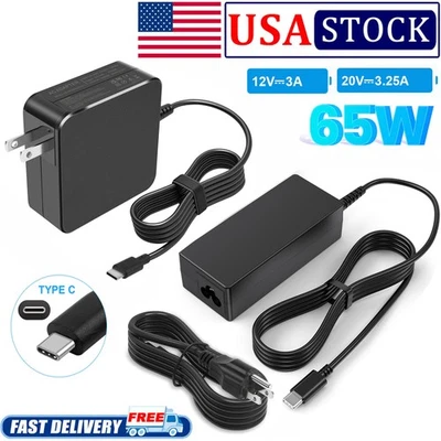 Cargador USB C tipo C 65W para Lenovo Yoga 7i 9i 14" 15" 2 en 1 cable de alimentación para computadora portátil Foto 1 de 4