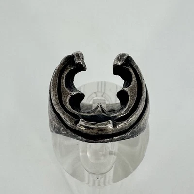 Anillo de herradura y trébol artesanal artesanal de la suerte para hombre BKS NYC oxidado talla 7,5 Foto 1 de 4