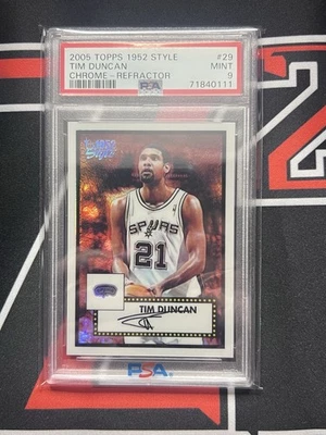 2005 TOPPS Tim Duncan CHROME REFRACTOR 1952 Style PSA 9 /299 POP 5 only 5+ - Image 1 of 3