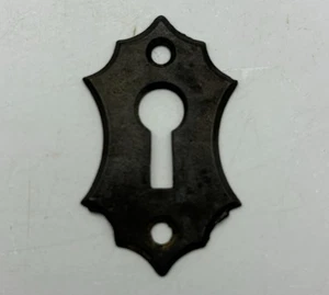Antica ferramenta porta legno 1800 vintage ghisa scheletro chiave foro piastra - Foto 1 di 5