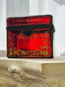 Rare Victorian Moser Glassworks Ruby Red Jewelry Casket - Picture 1 of 17
