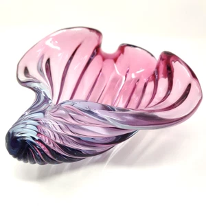 Murano Barbini Sommerso Conch Shell Sculpture Pink Purple MCM Italian Art Glass - Picture 1 of 24
