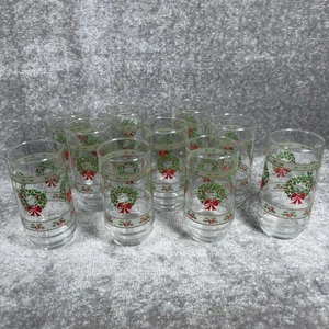 VINTAGE Indiana viktorianische Weihnachten Glas Becher 16 Unzen HOLLY BERRY 10er Set - Bild 1 von 10