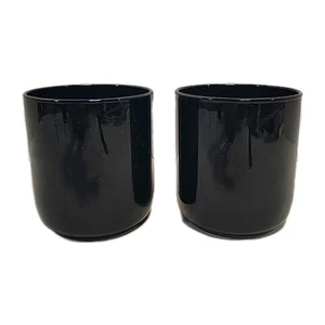 Set Of 2 Libbey Metropolitan Black Flat Juice Old Fashion Rock Glasses MCM - Picture 1 of 5