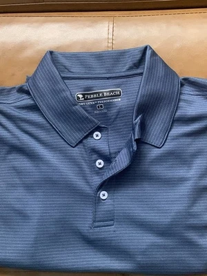 PEBBLE BEACH Performance Golf Polo Shirt Blue Short Sleeve Collar Mens Size L - Image 1 of 4