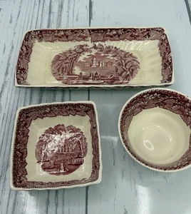 "Lote de 3 platos rectangulares Mason's England Red Vista Ironstone 9"" 4""" - Imagen 1 de 13