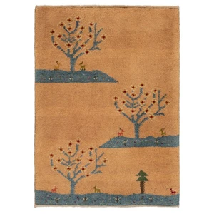 Gabbeh 91x65 cm Handgeknüpfter Perserteppich Beige Orient Carpet Rug Wolle Neu - Picture 1 of 8