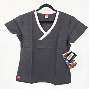 NWT Dickies Women's S The Hip Flip Collection Scrub V Neck Contrast Trim Top - Picture 1 of 9